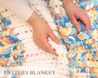 Modèle de couverture en laine bouclée : Alize Puffy tricotée au doigt (Modèle PDF)