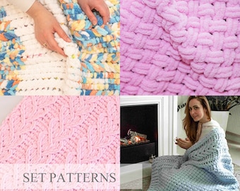 Loop Yarn Blanket Patterns, Finger Knitting DIY (PDF Pattern)