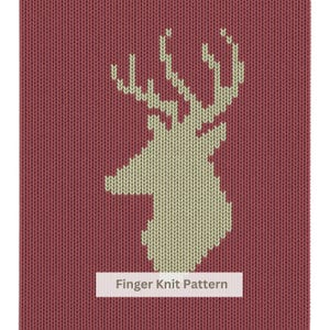 Deer Chunky Blanket Finger Knitting Pattern: Easy DIY Tutorial (PDF Download)