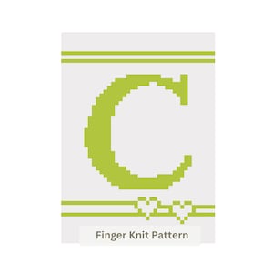 チャンキーブランケットの編み図：Cの文字のイニシャル、フィンガーニット（PDF）