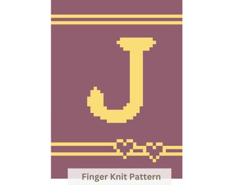 Grobstrick-Decke Strickmuster: Buchstabe J Initial, Fingerstricken (PDF)