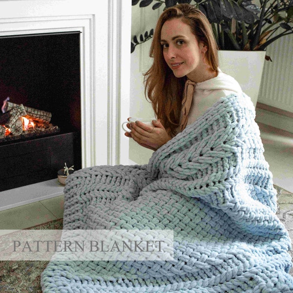 Loop Yarn Blanket Pattern, Finger knit blanket pattern pdf, Blanket Pattern Download, Blanket knitting pattern, Lovely Home Blanket Pattern