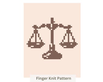 Modello per lavoro a maglia con le dita: Coperta spessa con la Bilancia della Giustizia (PDF da scaricare)