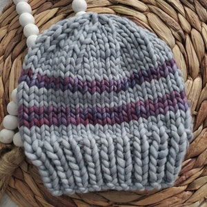 Chunky knit beanie for kids, Merino wool toque, Children&#39;s knitted winter hats, Ski gifts, Winter accessories for girls, Rainbow knitted hat