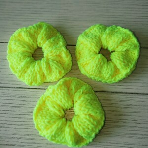 Knit scrunchies for hair, hair scrunchies for women, Gift for 90s baby, Neon scrunchies, Birthday gift for girl age 7, Hair accessories