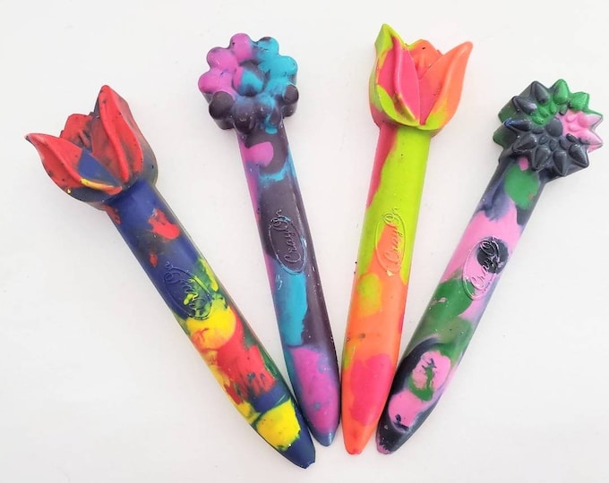 recycled crayons for girls, birthday gift for toddlers, yes day present, rainbow flower crayons, first day of school gifts for kid, coloring
