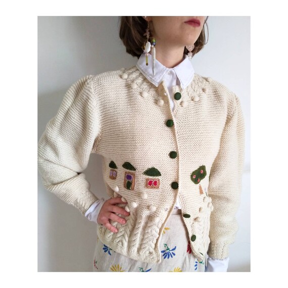 Hand knitted austrian Tracht jacket, puff sleeves,