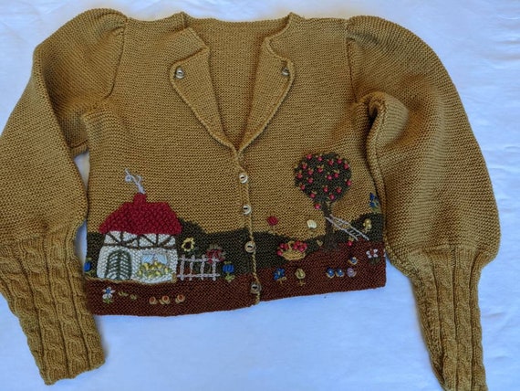 Breathtaking Vintage scenic austrian Cardigan han… - image 5