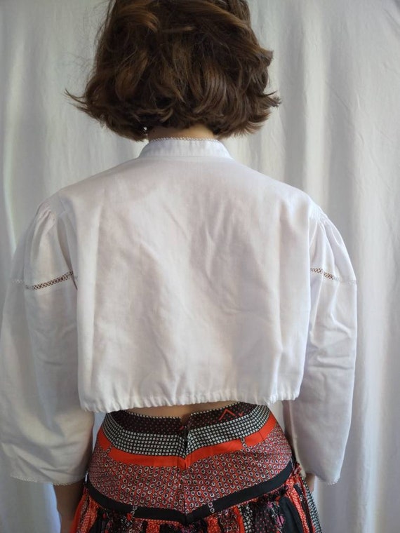 Cropped austrian blouse, cropped linen blouse, Tr… - image 8