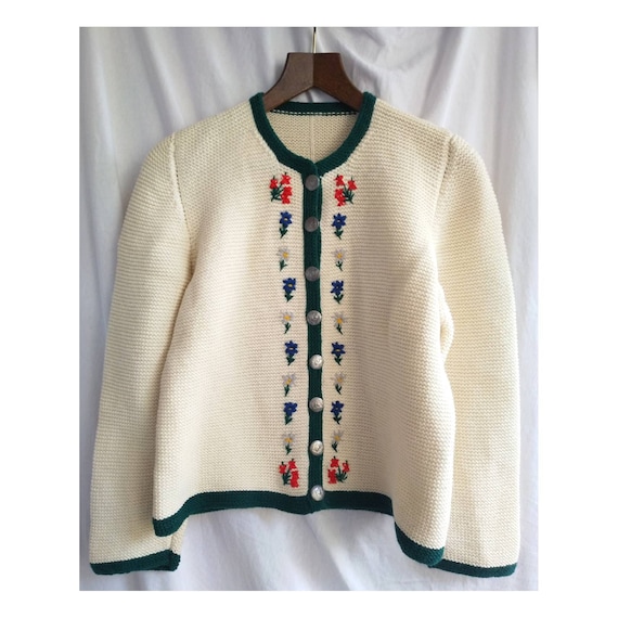 Hand knitted austrian Tracht jacket, puff sleeves,