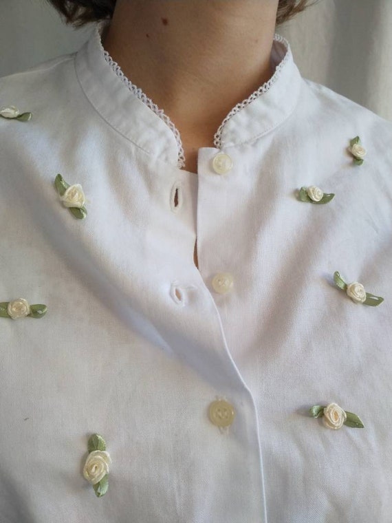 Cropped austrian blouse, cropped linen blouse, Tr… - image 3