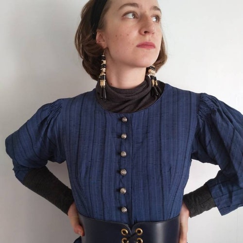 Austrian 60s Hand smocked winter shops Dirndl with puff sleeves