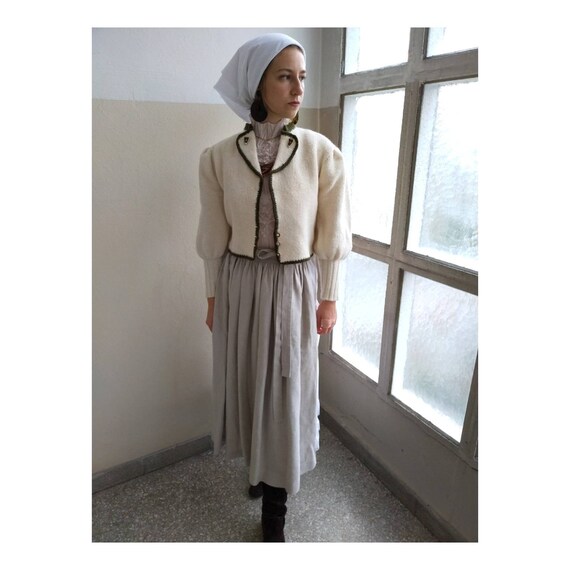 Hand knitted austrian Tracht jacket, puff sleeves,