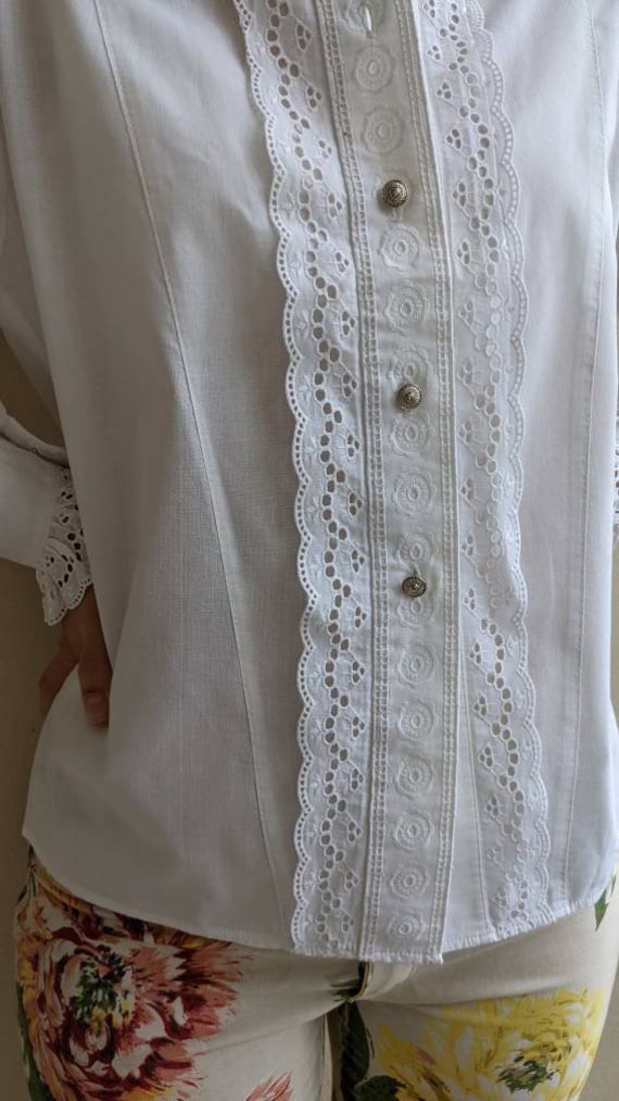 Dreamy austrian Vintage Tracht Dirndl blouse with… - image 7