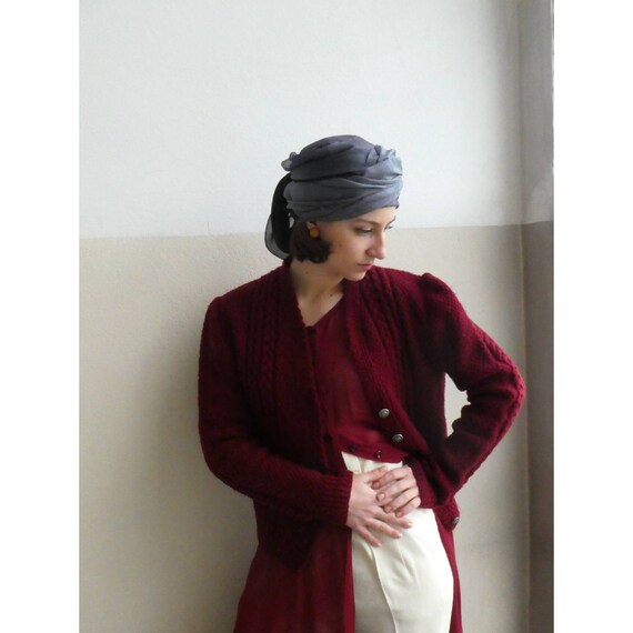 Dark red hand knitted austrian Tracht sweater