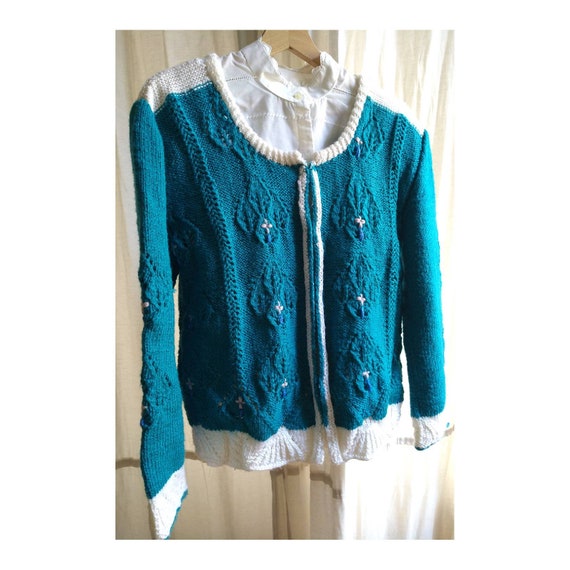 Hand knitted austrian Trachten jacket, austrian kn