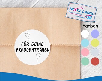 Tears of joy sticker "For your tears of joy", round Ø 5 cm, with balloon heart sticker FT004