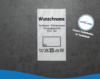 Gewerbeetiketten Universal mit Wunschname Material zum selbst beschriften,  Textiletikett geschnitten zum falten G007 Labels personalisiert