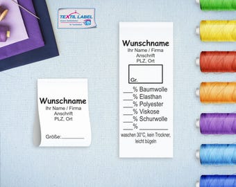 Etiquetas comerciales universales con nombre deseado Material para autoetiquetado Etiquetas personalizadas Etiqueta textil cortada para plegar GT003-4