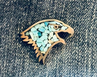 Silver Eagle Head with Turquoise Inlay Lapel / Hat Pin