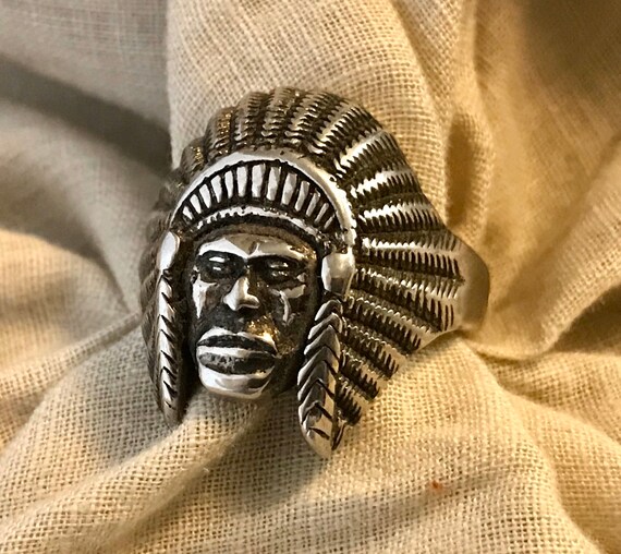 Silver Indian Chief Ring 2 - image 3