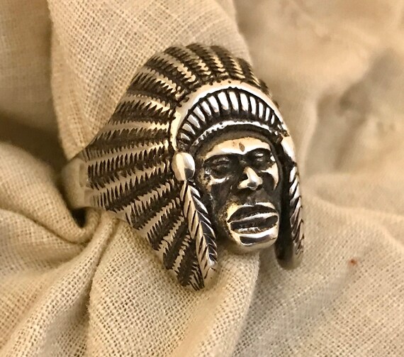 Silver Indian Chief Ring 2 - image 2