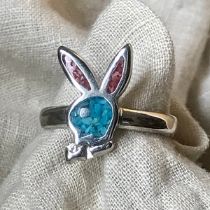 Silver Playboy Bunny Ring w/ inlay