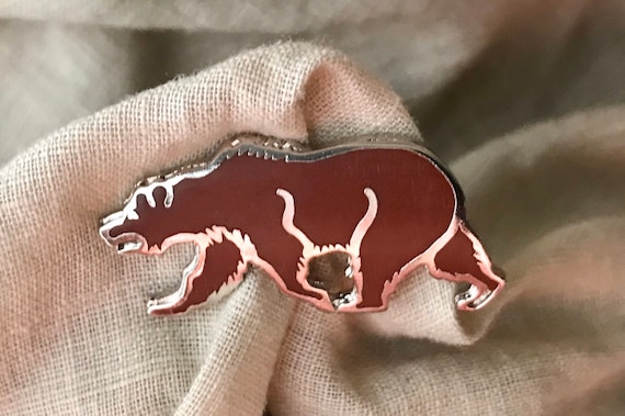 Silver Walking Bear Lapel Pin - image 1