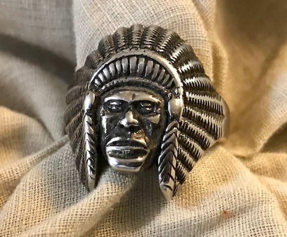 Silver Indian Chief Ring 2 - image 5