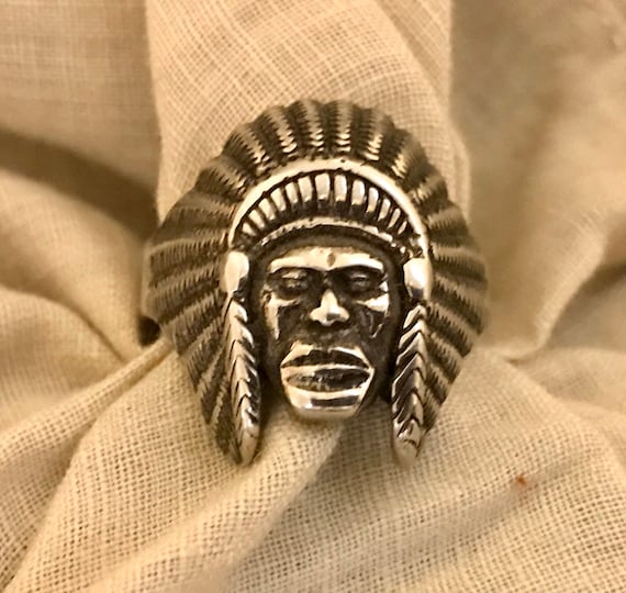 Silver Indian Chief Ring 2 Etsy