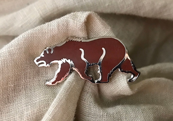 Silver Walking Bear Lapel Pin - image 3
