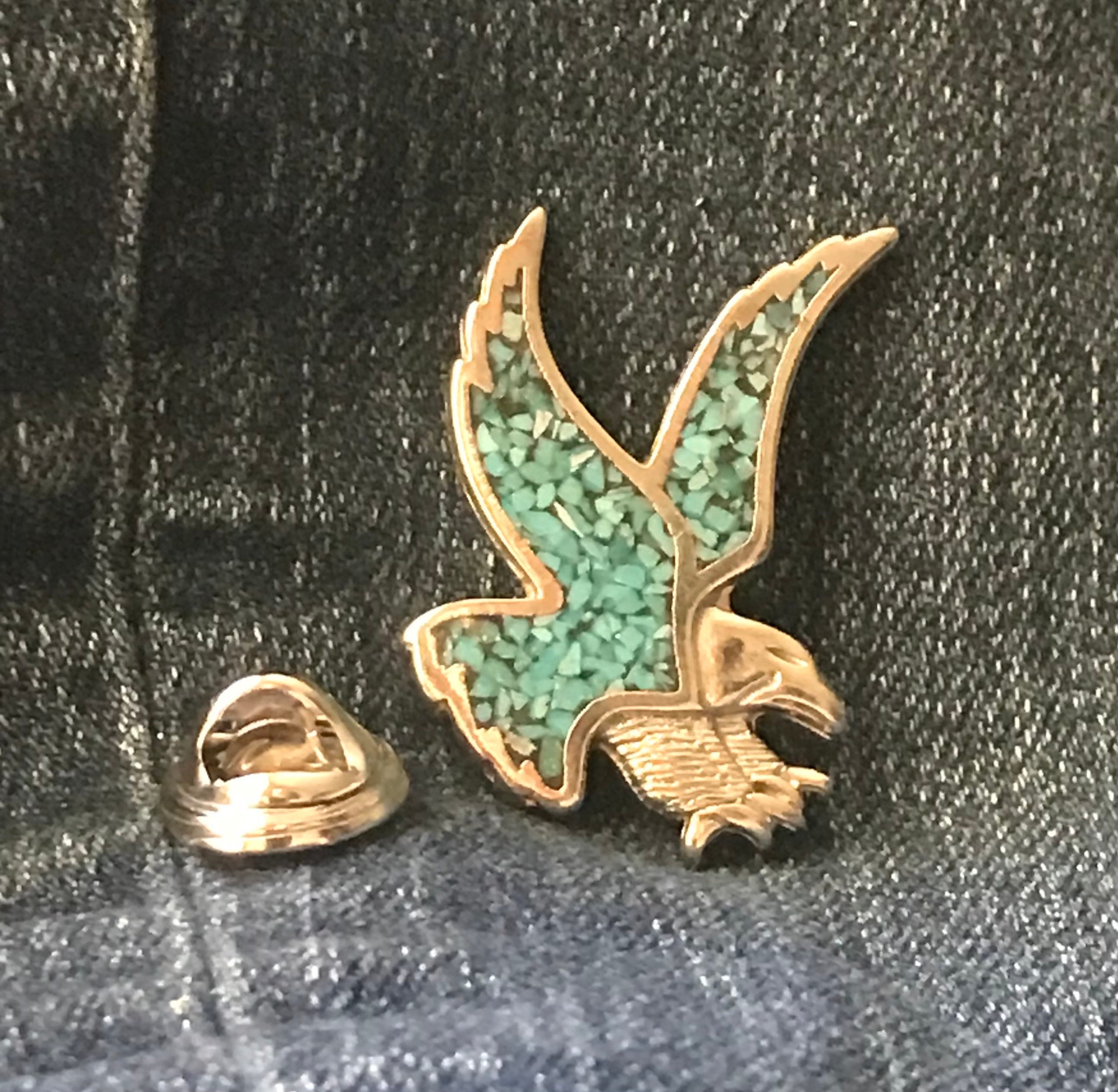 Turquoise Inlay Eagle Silver Eagle W / Turquoise Inlay Lapel / Hat Pin - Etsy