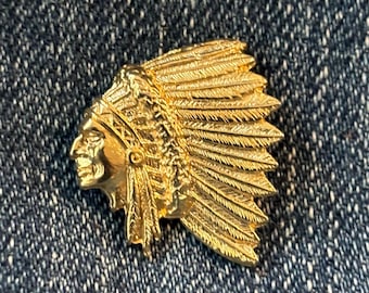 Gold Indian Chief Lapel / Hat Pin