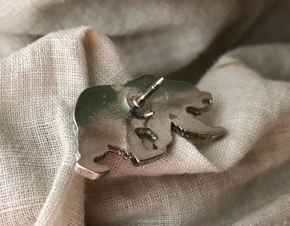 Silver Walking Bear Lapel Pin - image 2