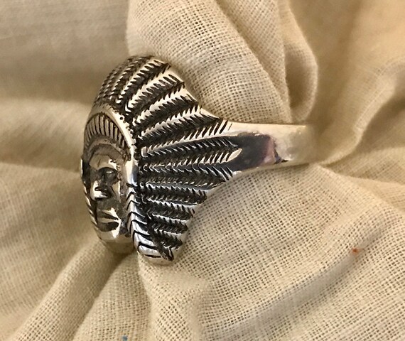 Silver Indian Chief Ring 2 - image 4