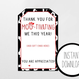 Chick-Fil-A Teacher Appreciation Gift Card Holder, Printable, Instant Download