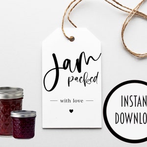 Jam/Jelly Gift Tag &quot;Jam Packed with love&quot;, Printable Gift Tags, Neighbor/Friend/CoWorker Gifts