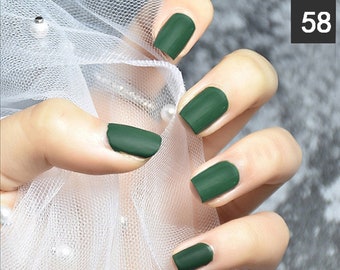 Matte Green Nails Etsy