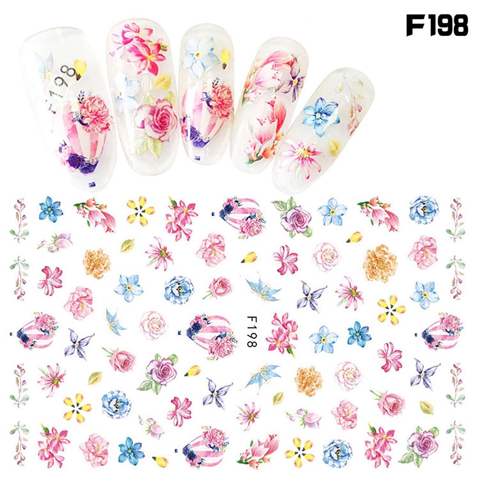 Ink Flower 3D Nail Sticker Nail Water StickerNail Etsy