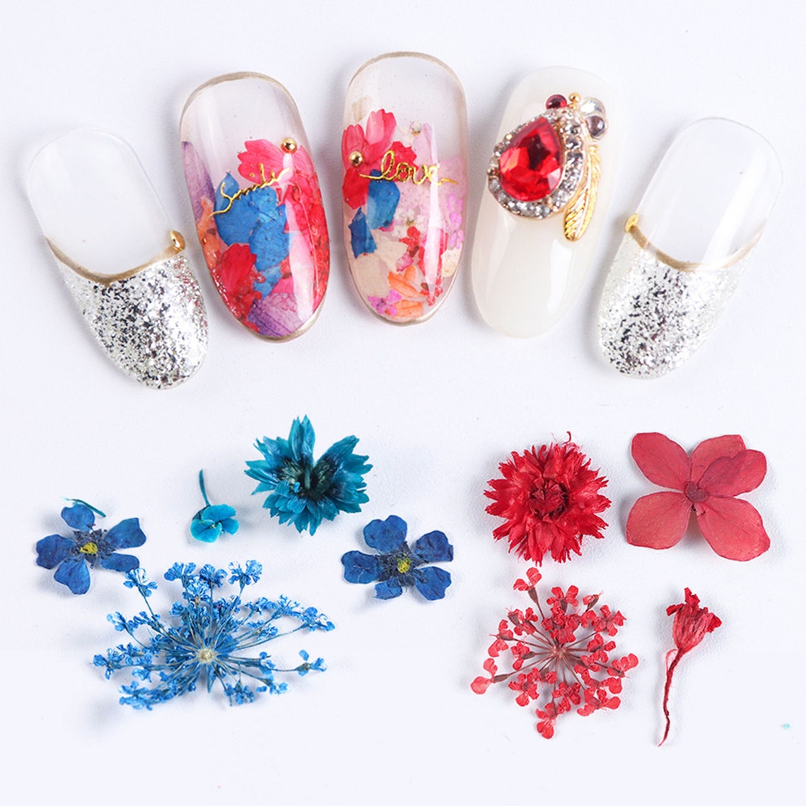 1box Mixed Dried Flowers Nail Natural Dried Flower Nail Art. Etsy
