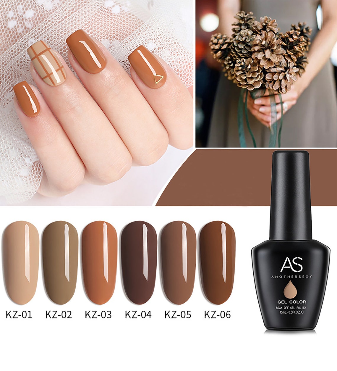 Cocoa Brown Nail Gel Polish 6 colors for your choice Elegant Etsy
