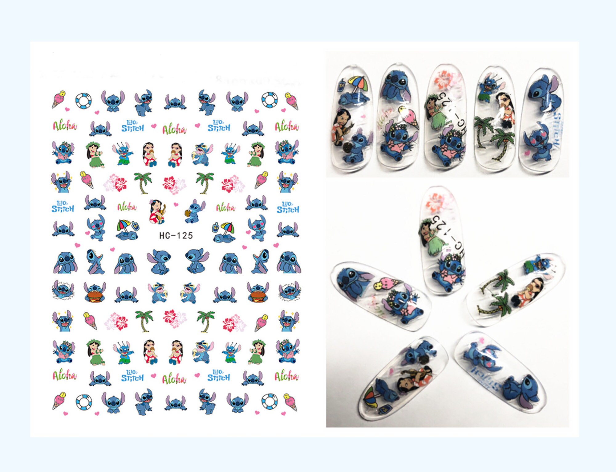 Lilo and Stitch Nail Art Stickers Cartoon Nail Sticker DIY Etsy
