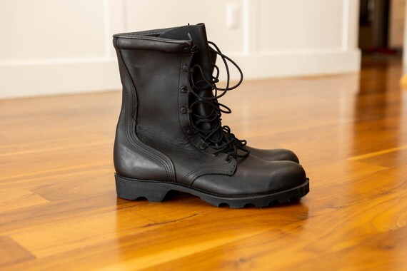 Men\'s Black Leather Military Combat Jump Boots, size 9.5 R , Steel Toe, New Rocky Side Zipper Jump Boot – Rocky Boots main image 4