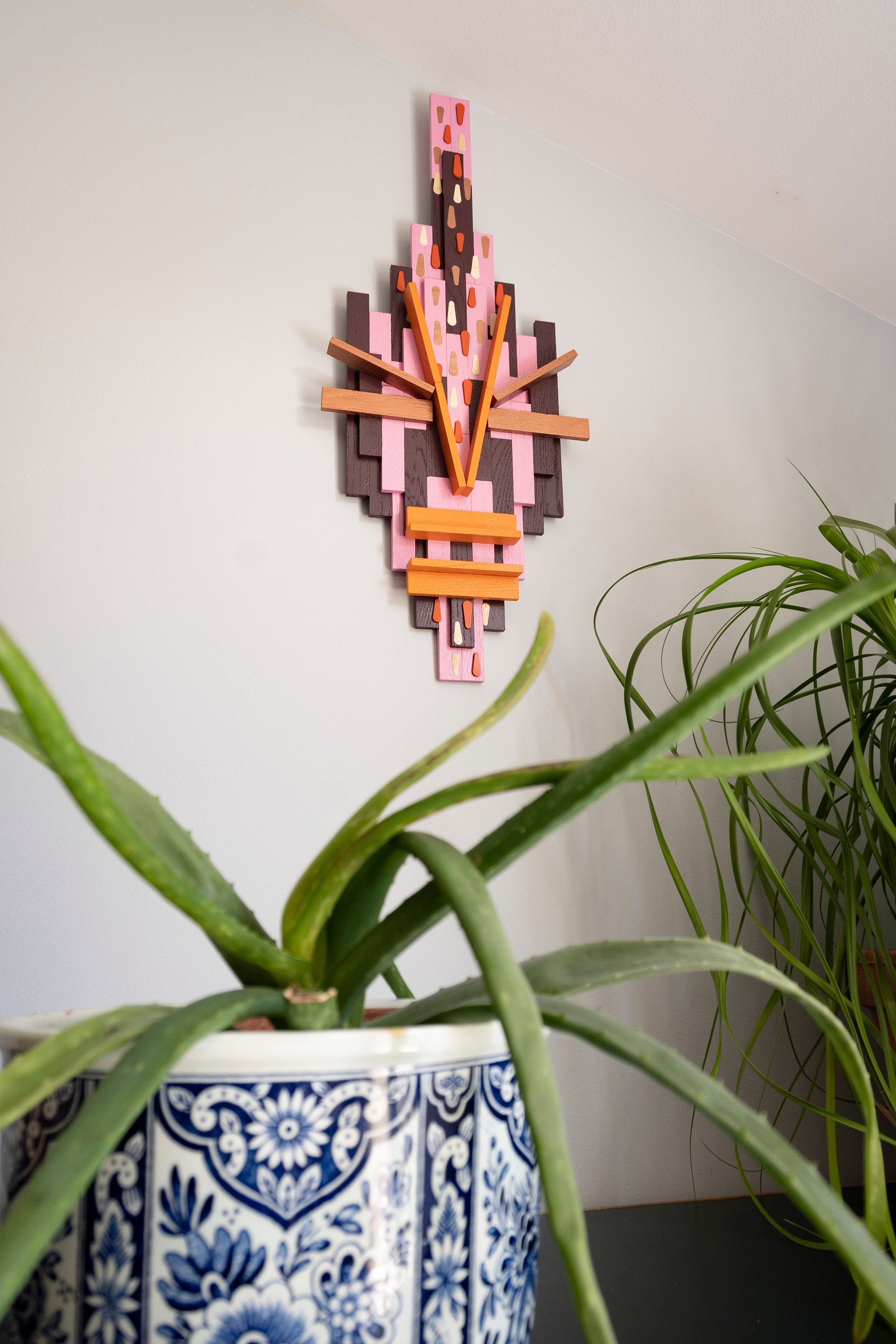 Décoration Murale en Bois Colorée, Une Pièce Unique Fait Main Qui Réveillera Votre Décoration Intéri