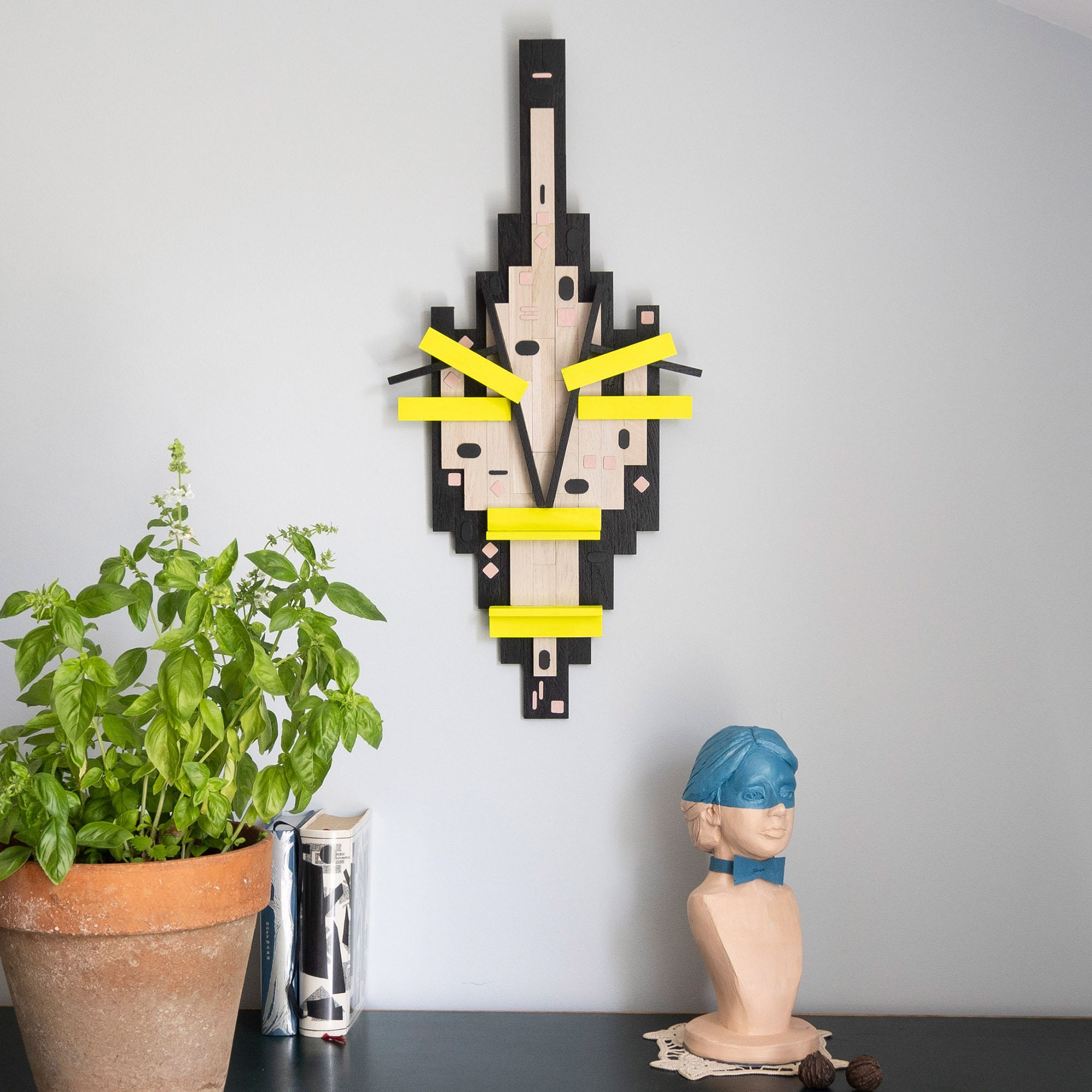 Décoration Murale en Bois Colorée, Une Pièce Unique Fait Main Qui Réveillera Votre Décoration Intéri