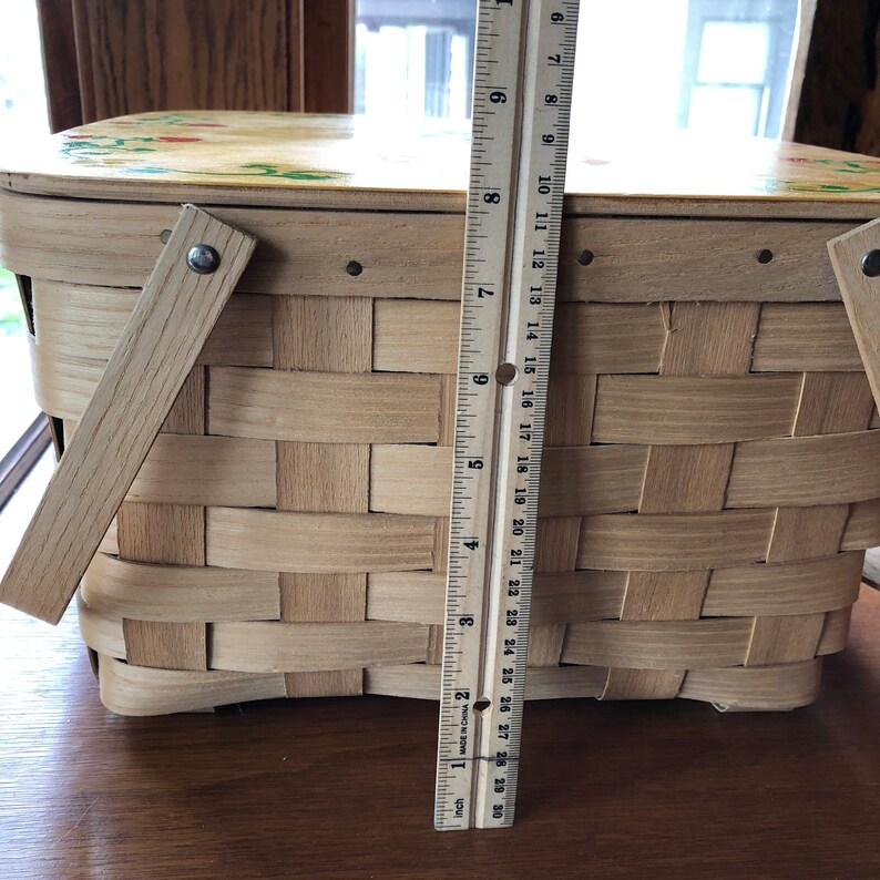 Basketville Vintage Picnic Basket with enamel plates