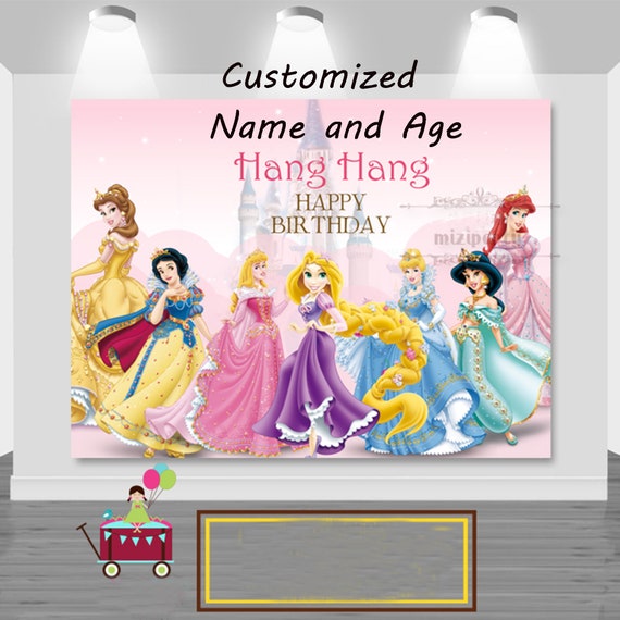 Customized Party Decoration Princess Mermaid Birthday Poster Etsy