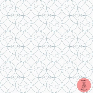 Mouse in Love Digital Edge-to-Edge Quilting Pattern for Longarm Quilting