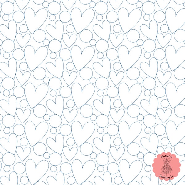 Champagne Hearts Digital Edge-to-Edge Quilting Pattern for Longarm Quilting