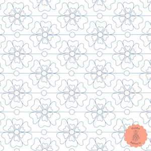Retro Flowers Digital Edge-to-Edge Quilting Pattern for Longarm Quilting